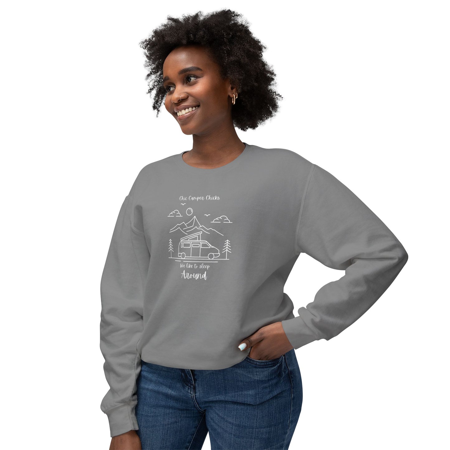 Chic Camper Chicks We like to sleep around sweatshirt Unisex Lightweight Crewneck Sweatshirt