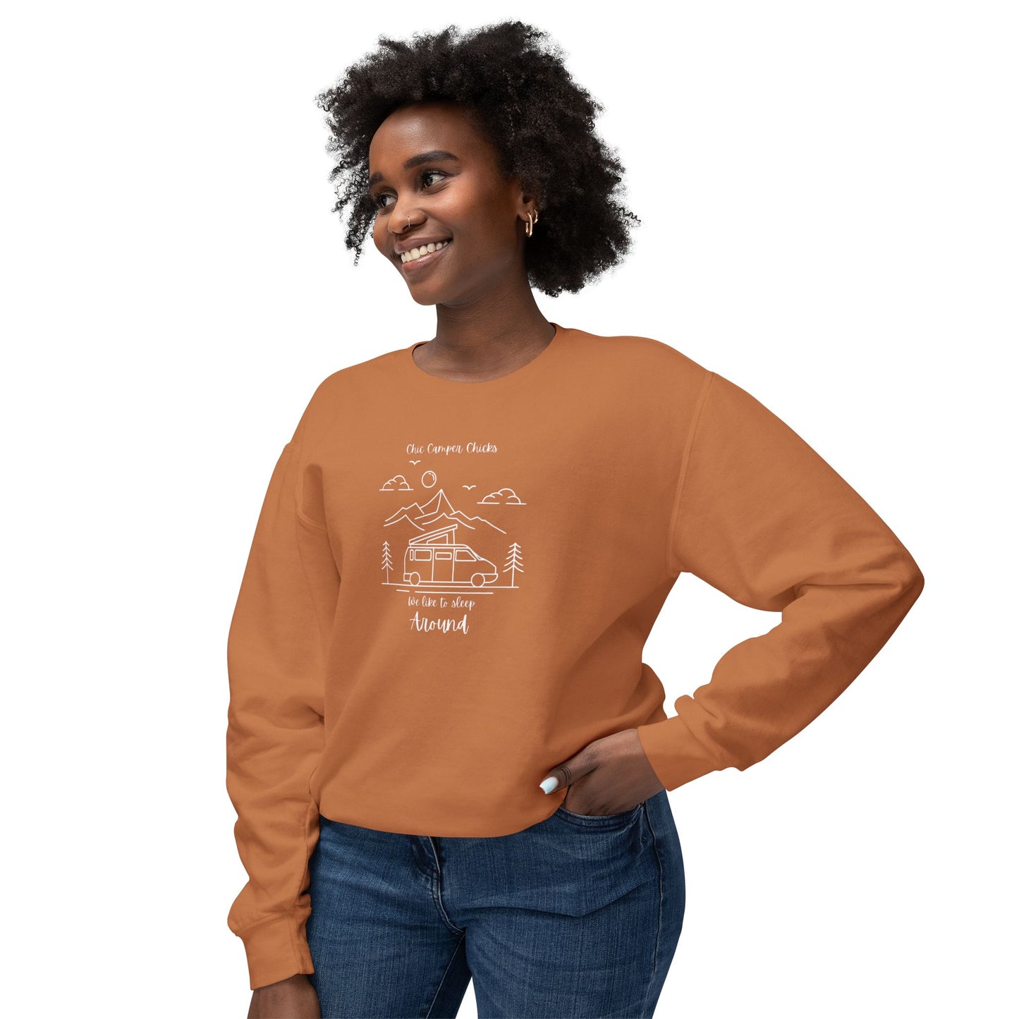 Chic Camper Chicks We like to sleep around sweatshirt Unisex Lightweight Crewneck Sweatshirt